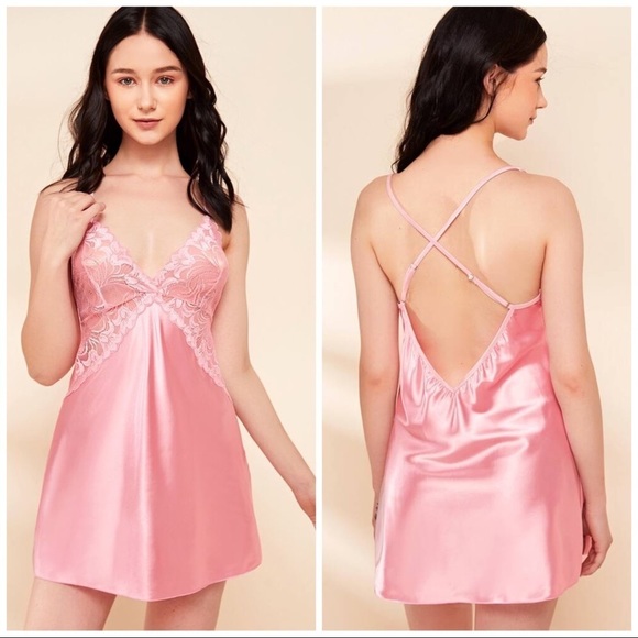 Boutique Other - New Pink Satin Silk-Like Lace Nightgown​